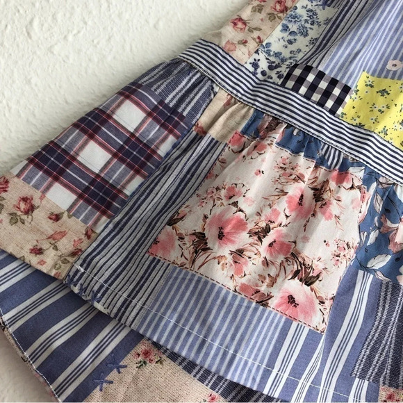 NWT Lapin House skirt patchwork blue & pink cotton high-low size 8 years - Picture 10 of 11